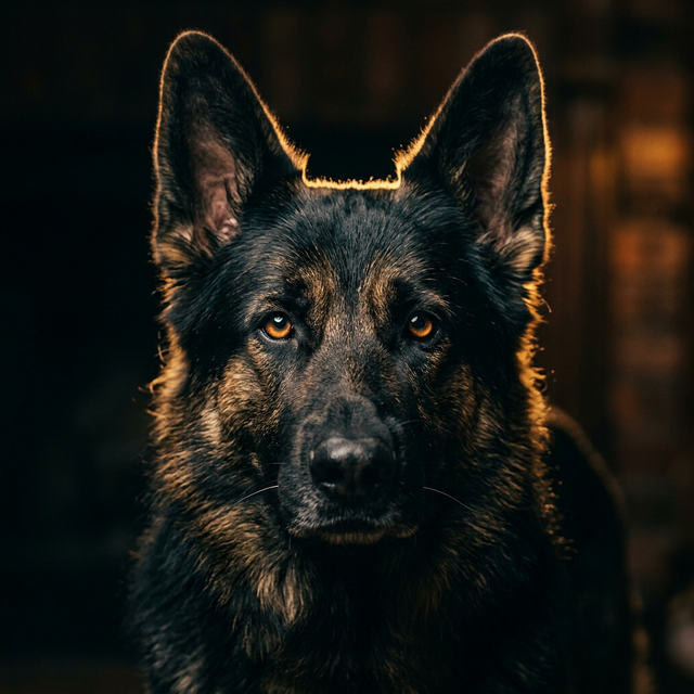 German Shepherd dog with intense focus during professional training session in California