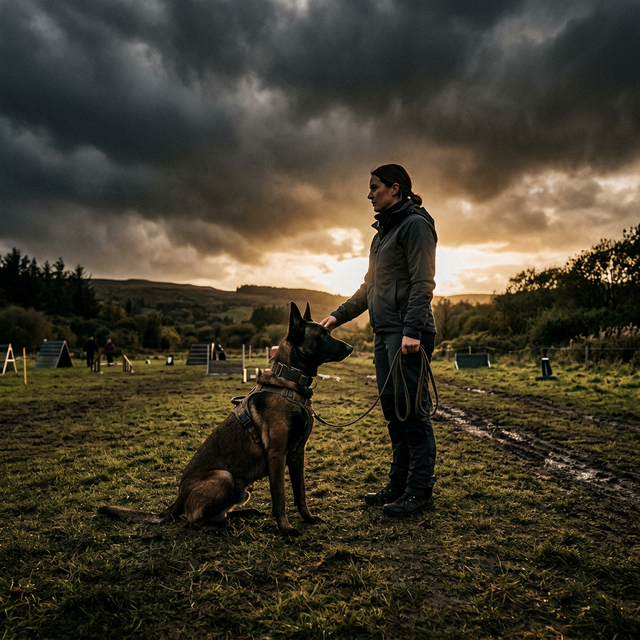 Handler and working dog during structured K9 training session at BestK9 California